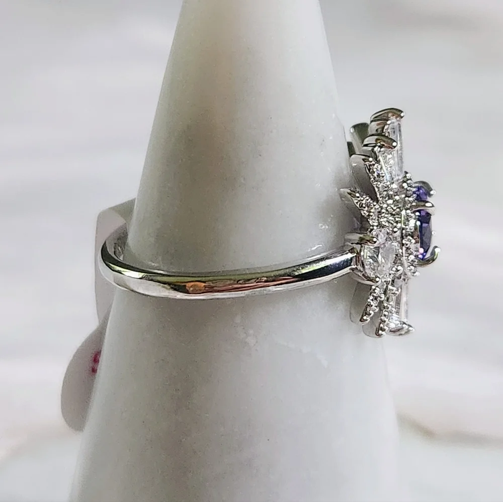 NWT Bomb Party 'Egyptian Love' Tanzanite Rhodium Plated Ring - Size 11 - Picture 6 of 10